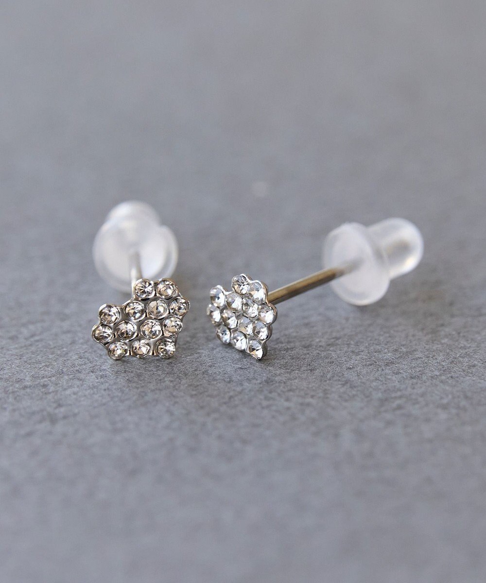 Phoebe 〈金属アレルギー対応〉3wayハートパヴェビジューパールキャッチピアス/シルバー 