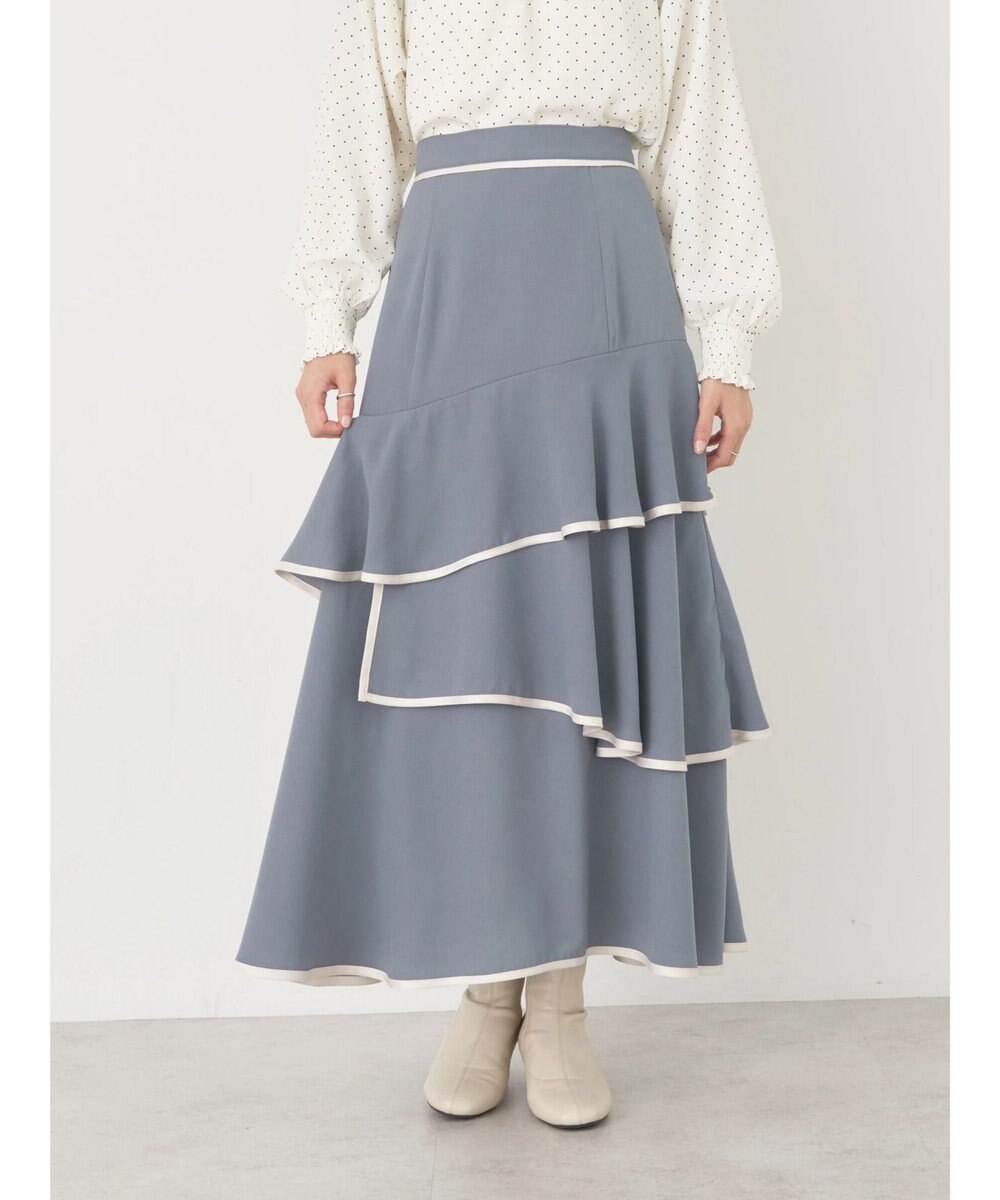 earth music&ecology パイピングフリルティアードスカート 