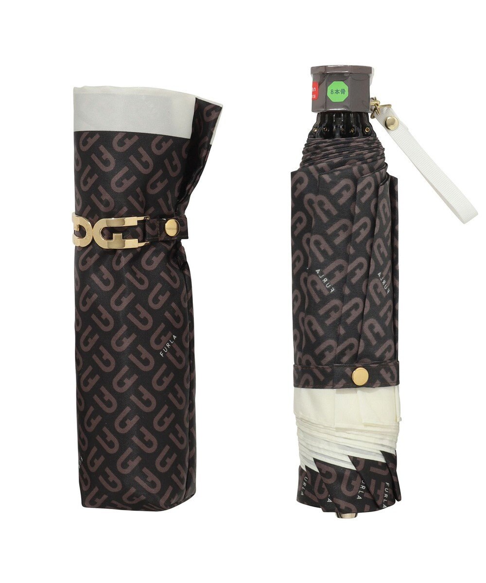 MOONBAT 【耐風】FURLA(フルラ) 折りたたみ傘 モノグラム 8本骨 大きめ55cm 日本製 