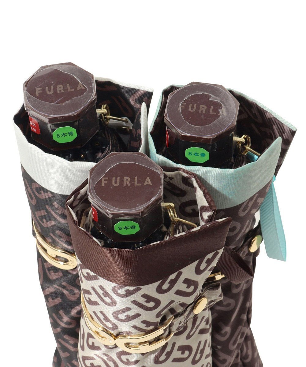 MOONBAT 【耐風】FURLA(フルラ) 折りたたみ傘 モノグラム 8本骨 大きめ55cm 日本製 