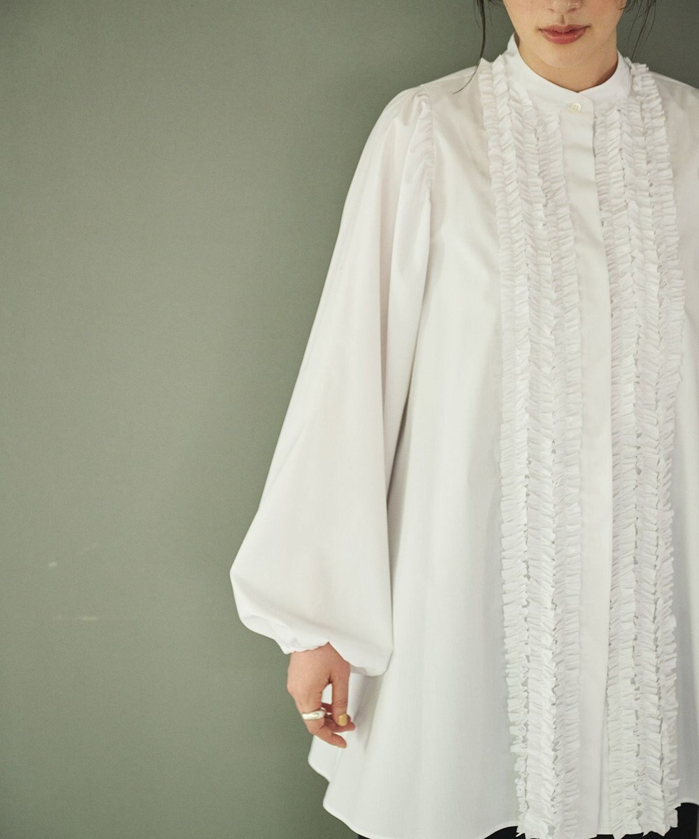 #Newans 【シワになりにくい/洗濯機可能】ロングフリルチュニック 