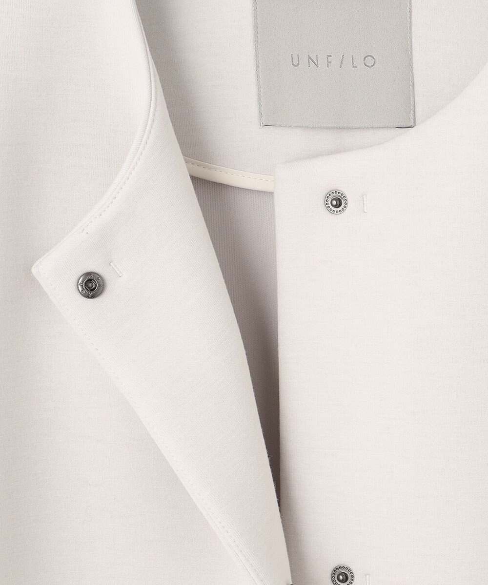 UNFILO 【洗える/シワになりにくい】ダブルフェイスジャージー　ノーカラー 