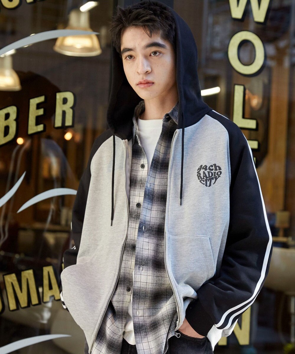 WEGO 【ユニセックス着用ITEM】ラグラングラフィックZIPパーカー 