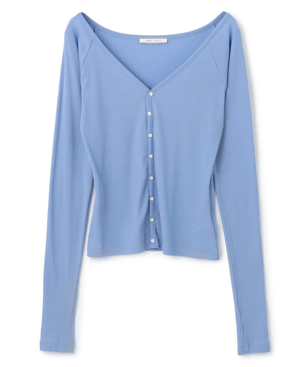 BEIGE， 【洗える・BAILA 10月号掲載】MARINO / 2WAYリブコンパクトカーディガン 