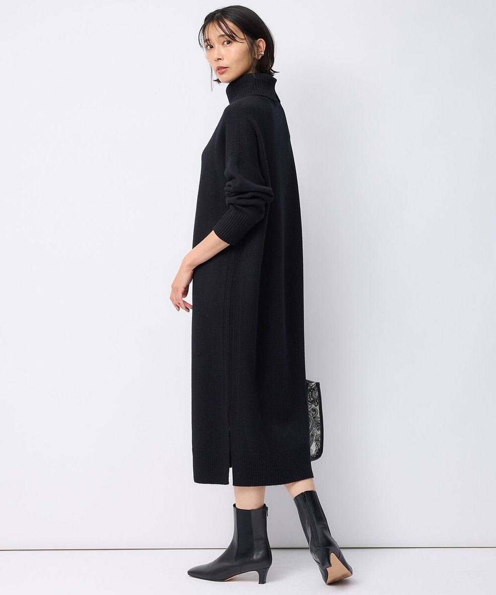 23区 【洗える】ウールカシミヤ タートルネック ニットワンピース 