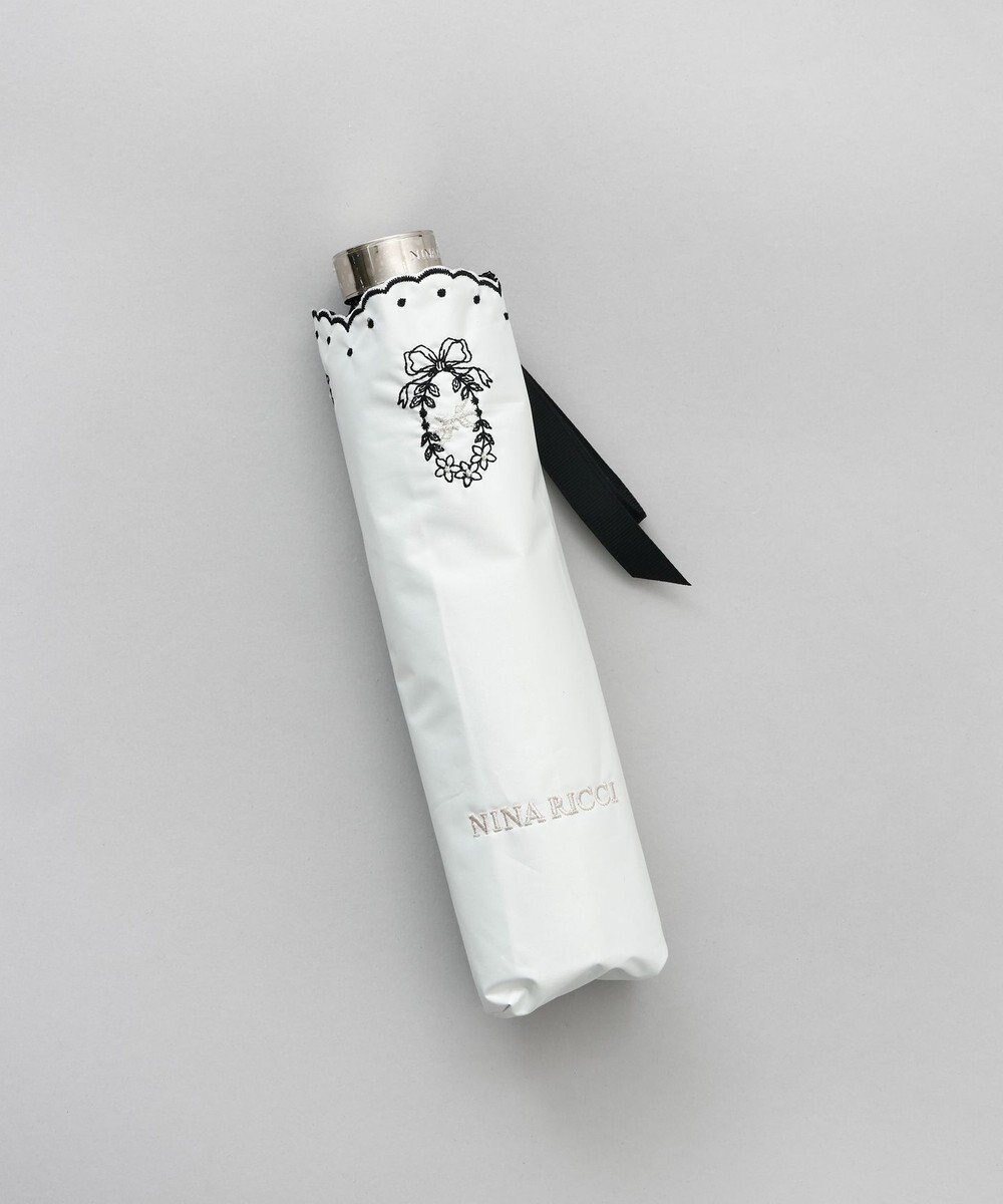 AURORA NINA RICCI（ニナリッチ）花柄刺繍晴雨兼用パラソル（折りたたみ傘） 