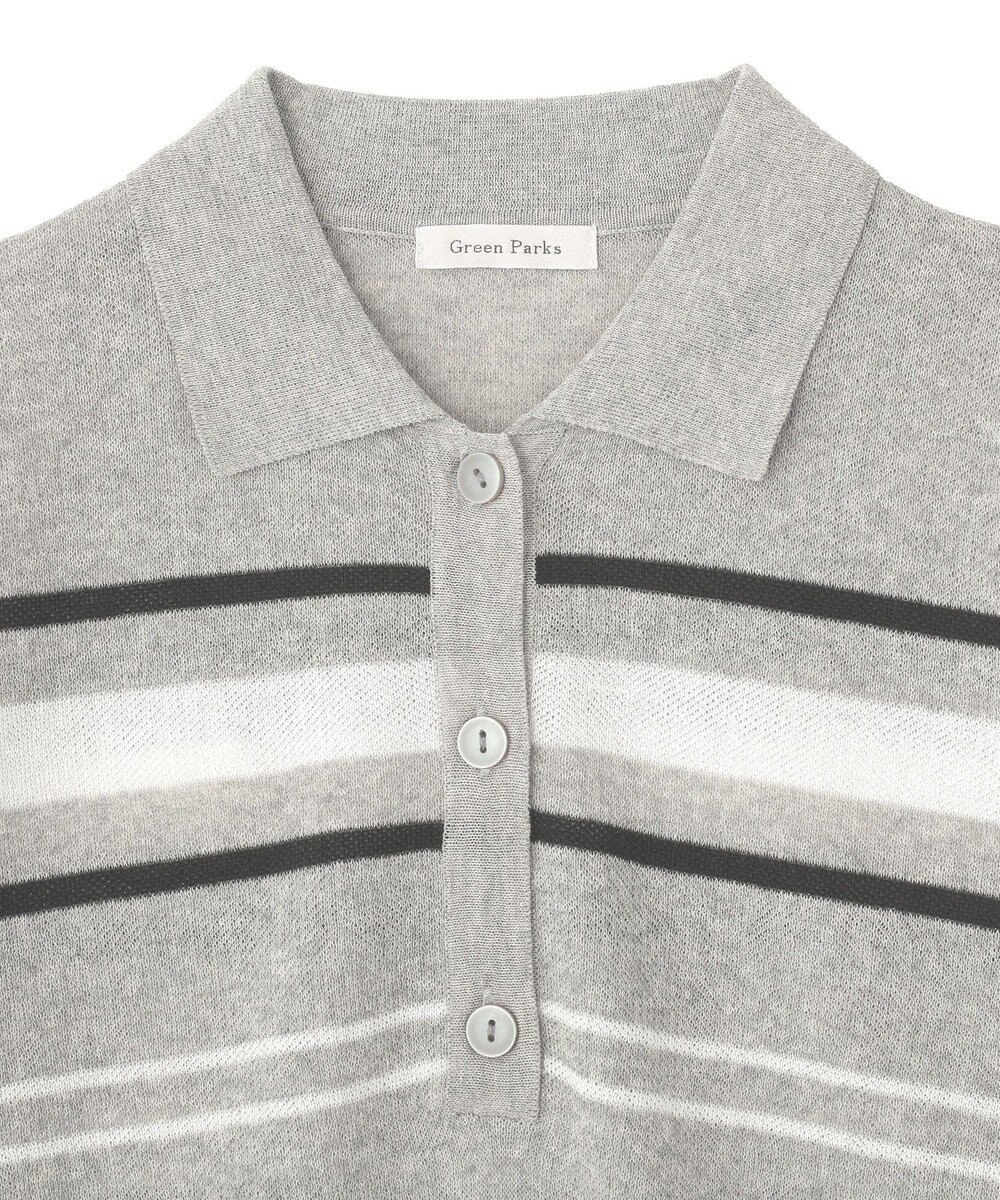 Green Parks 衿付き７分袖ニットプルオーバー 