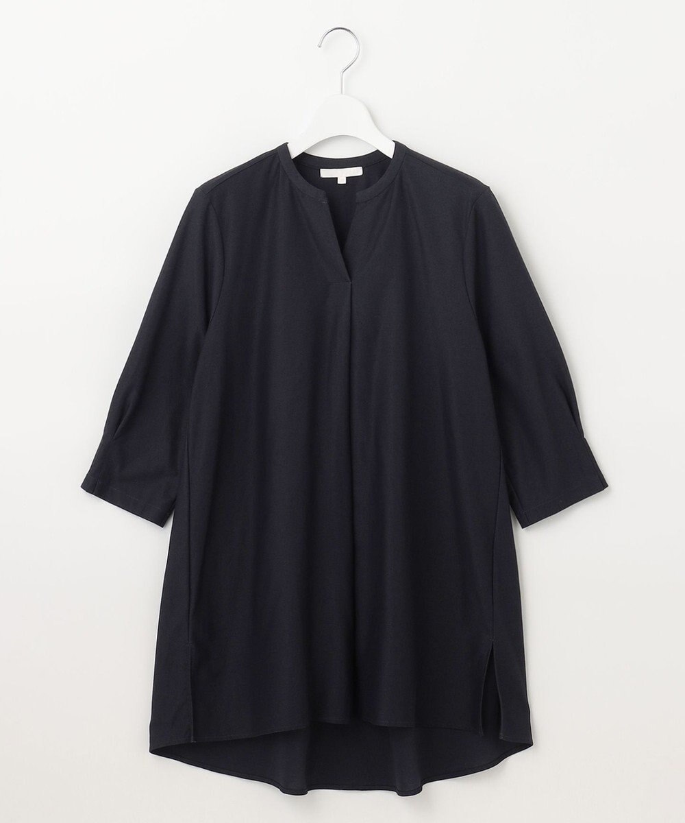 自由区 S 【UVカット・吸水速乾・洗える】ツイストプレーンバンドカラーチュニック丈 カットソー 