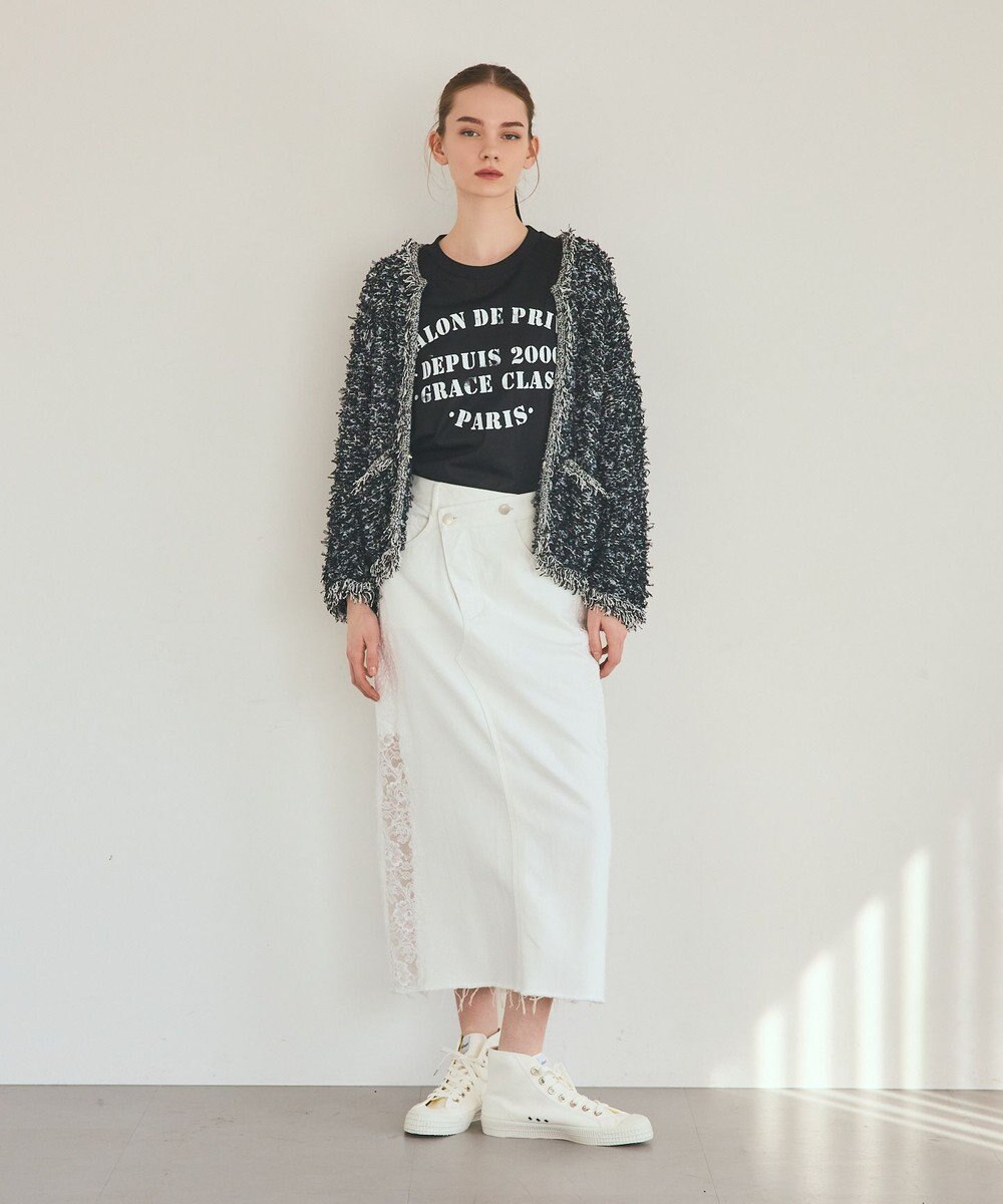 GRACE CONTINENTAL ツイーディーニットジャケット 