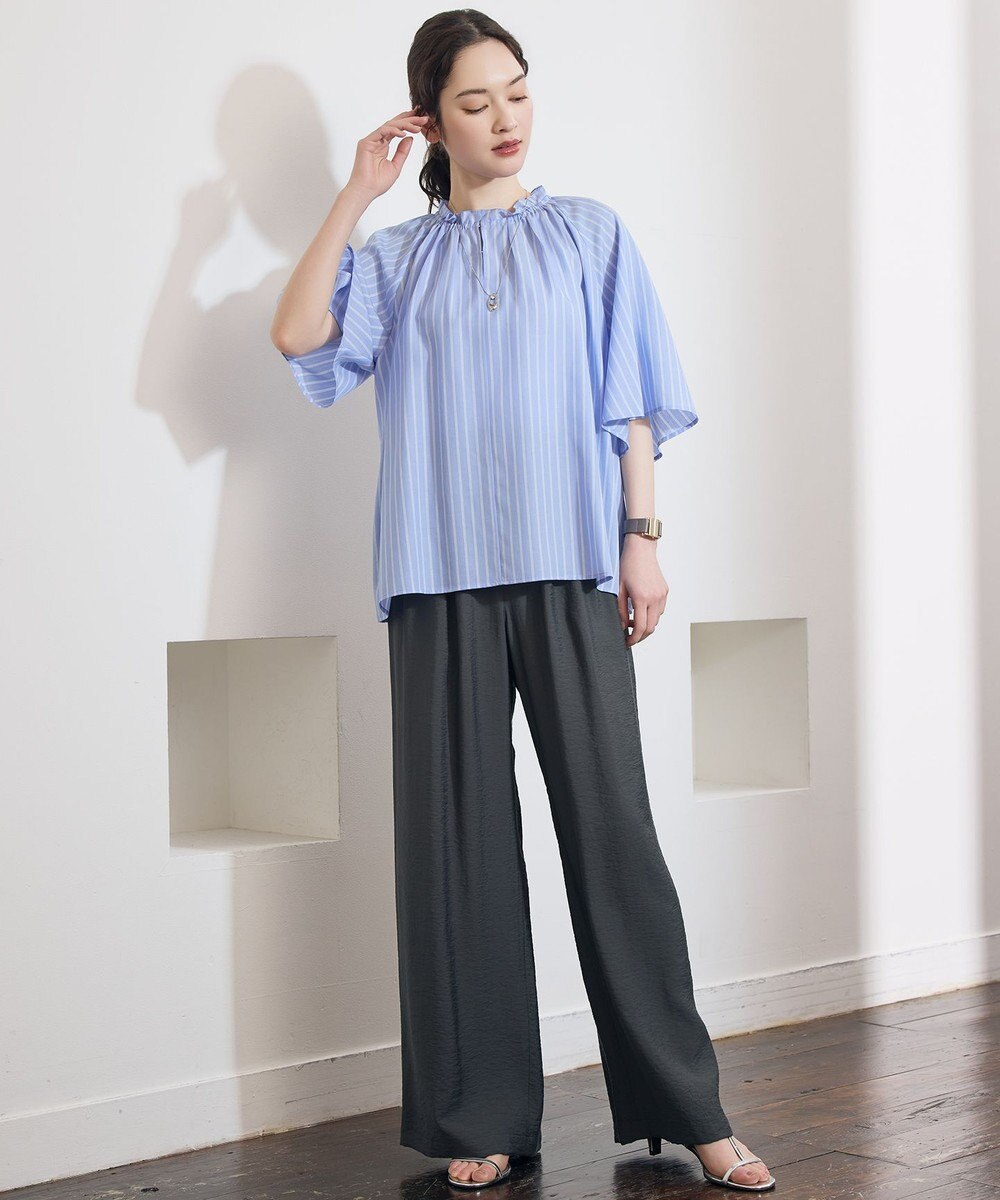 自由区 S リヨセルポプリンフリル ブラウス 