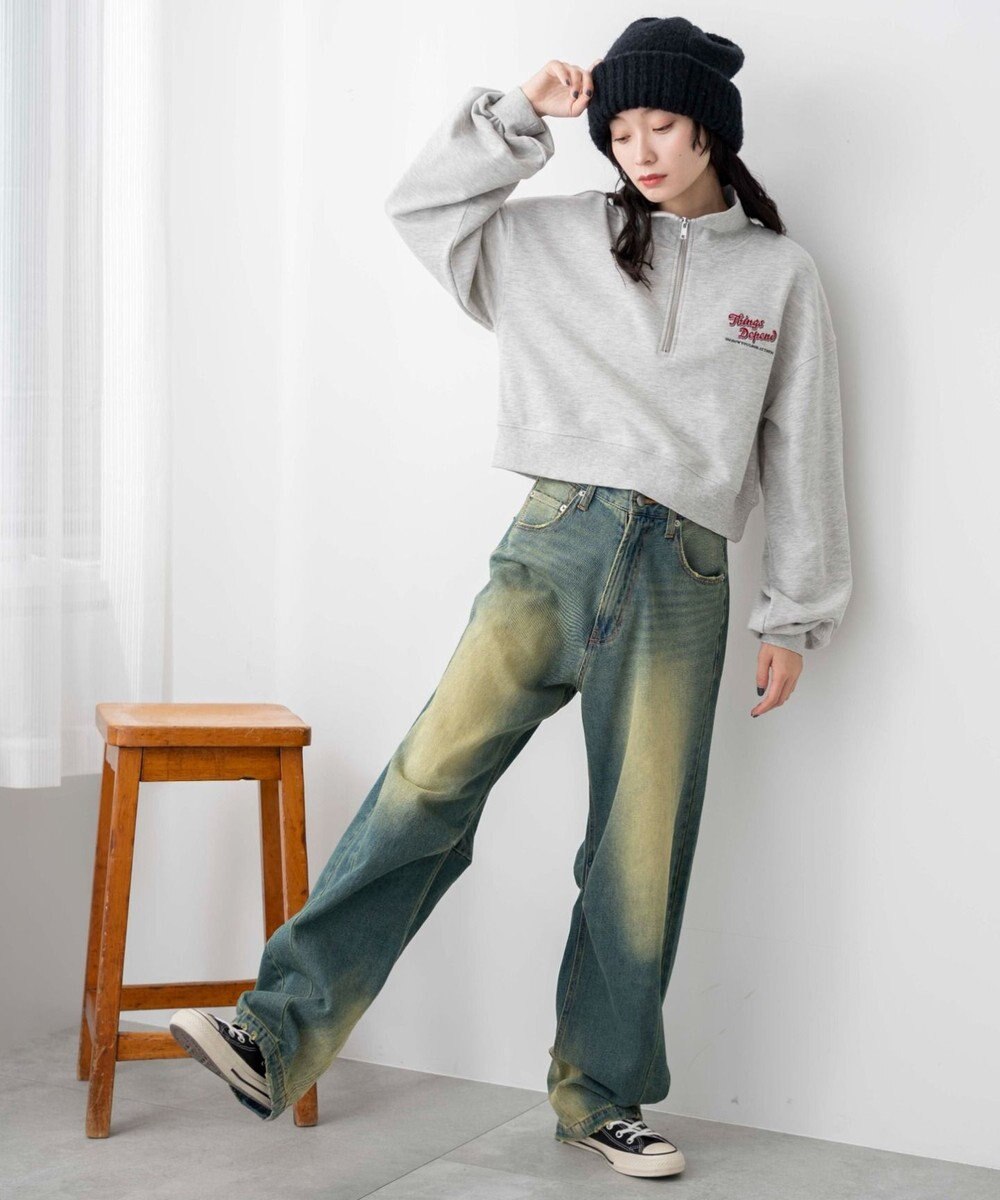 WEGO ハーフジップショートスウェット 