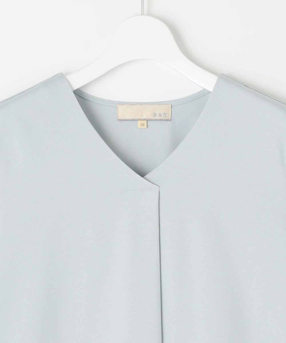 自由区 【洗える・XSサイズあり】シアーコンビバックプリーツ カットソー 