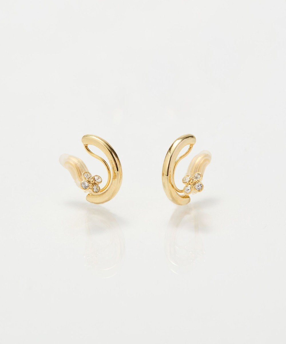 Phoebe 【金属アレルギー対応】【痛くないシリーズ】フラワービジューフロートライトフィットイヤリング　ゴールド 