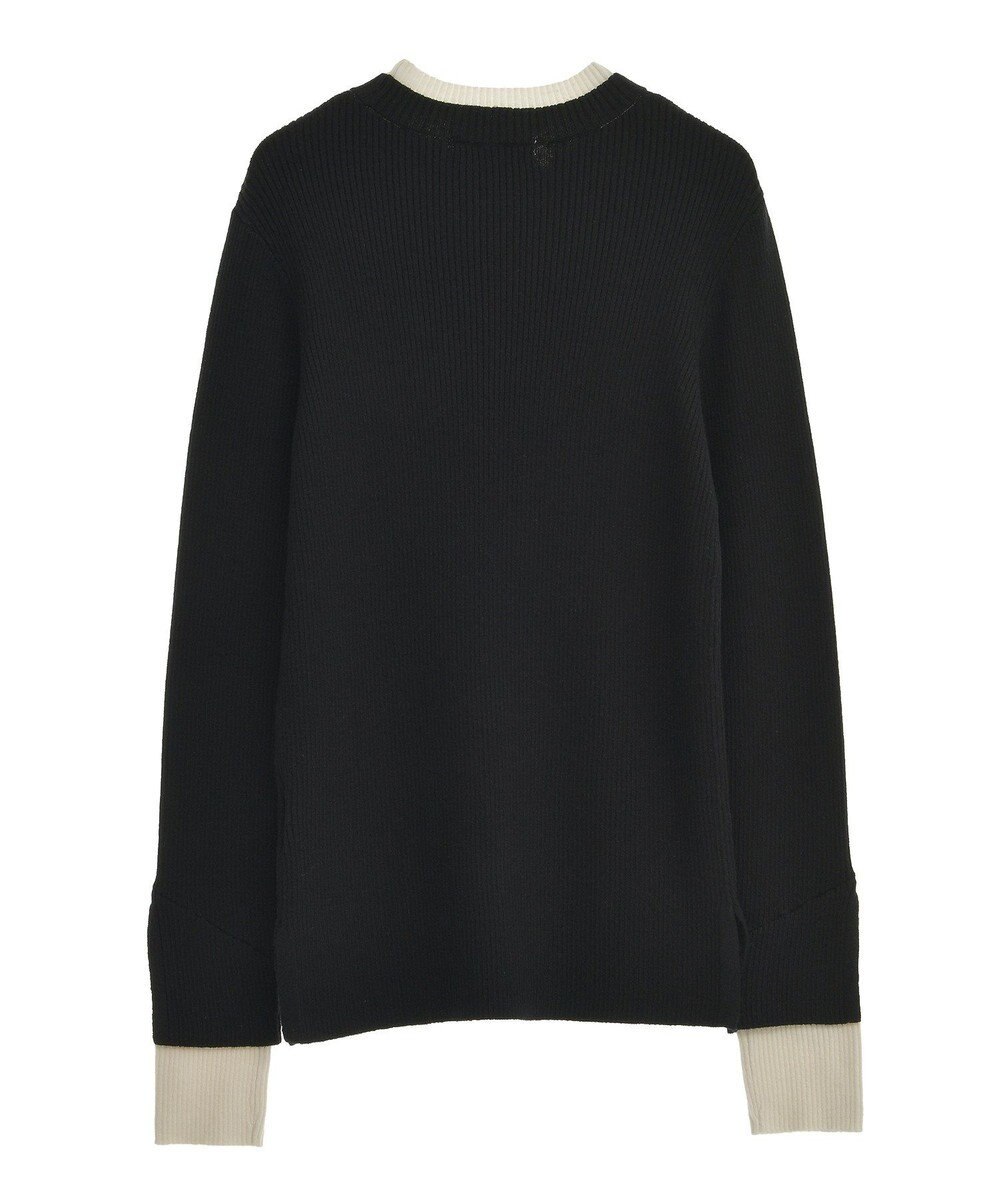 Green Parks ダブルカフスモックネック配色ニット 