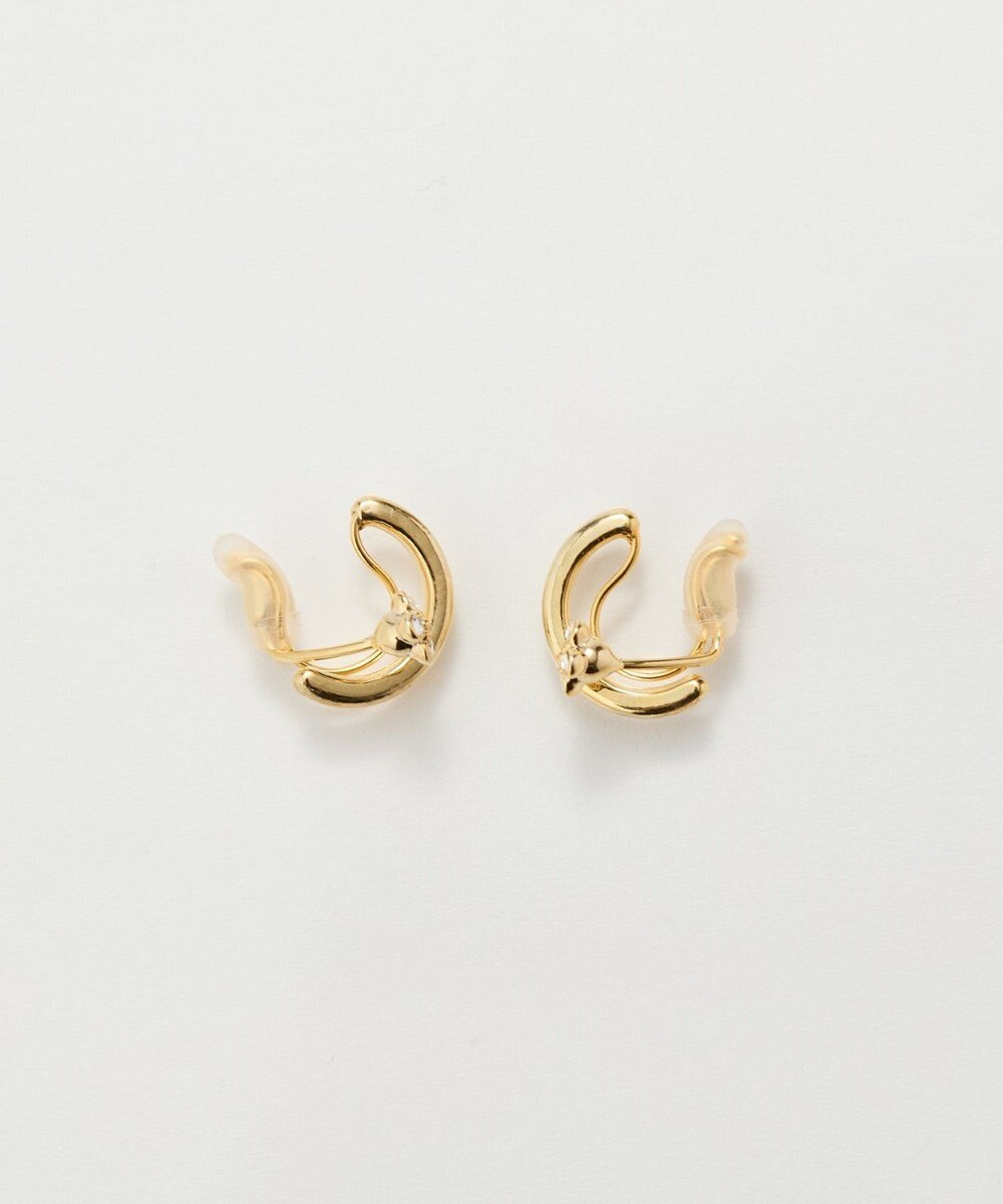 Phoebe 【金属アレルギー対応】【痛くないシリーズ】フラワービジューフロートライトフィットイヤリング　ゴールド 