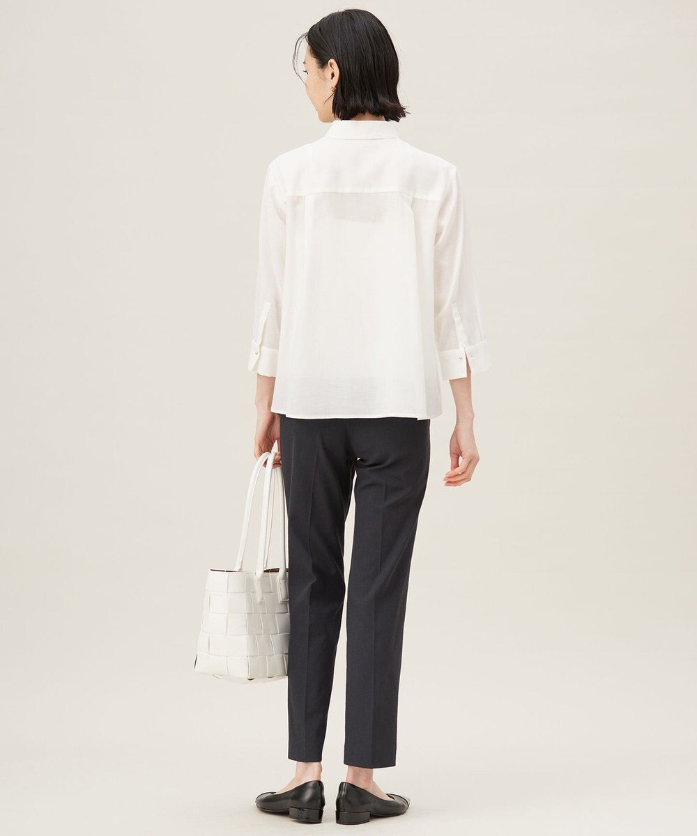 自由区 【ドラマ「明日はもっと いい日になる」着用】【接触冷感・吸水速乾・洗える】ナチュラルリネンクロップド丈 シャツ 