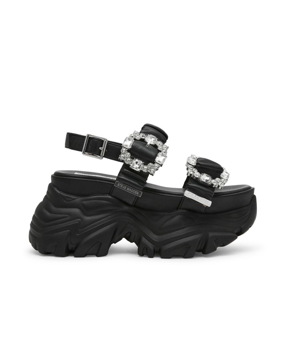 STEVE MADDEN VOLTAIRE ビジューバックル厚底サンダル 