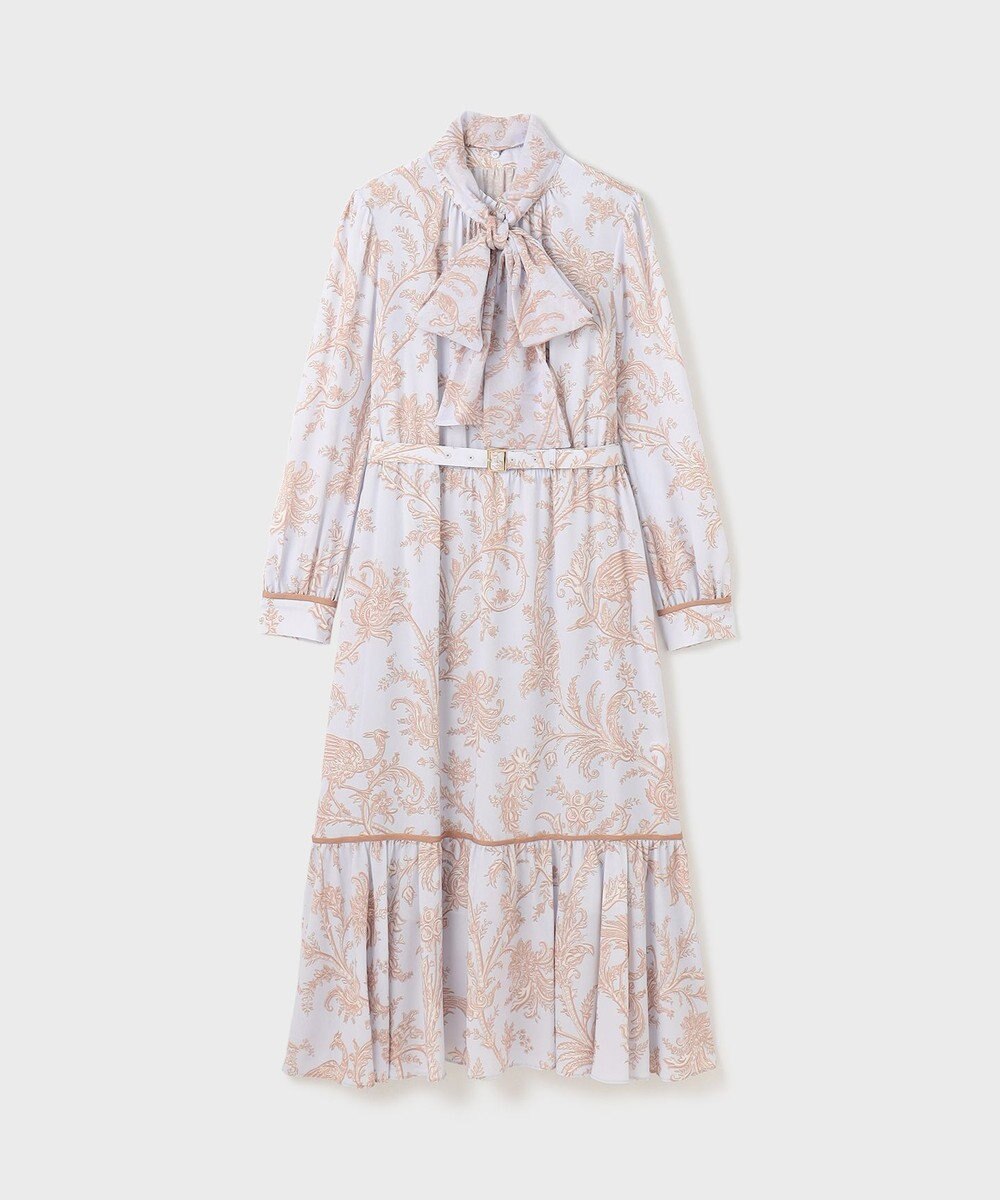 GRACE CONTINENTAL サラサプリントリボン付ワンピース 