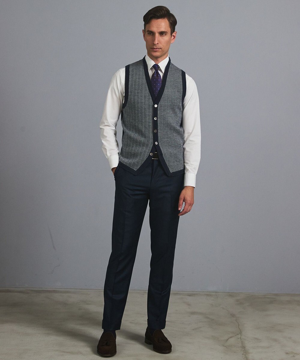 GOTAIRIKU 体温調整に【洗える/チクチクしにくい/ピリングしにくい】イタリア糸 ハイゲージ ベスト_WOOL100% 