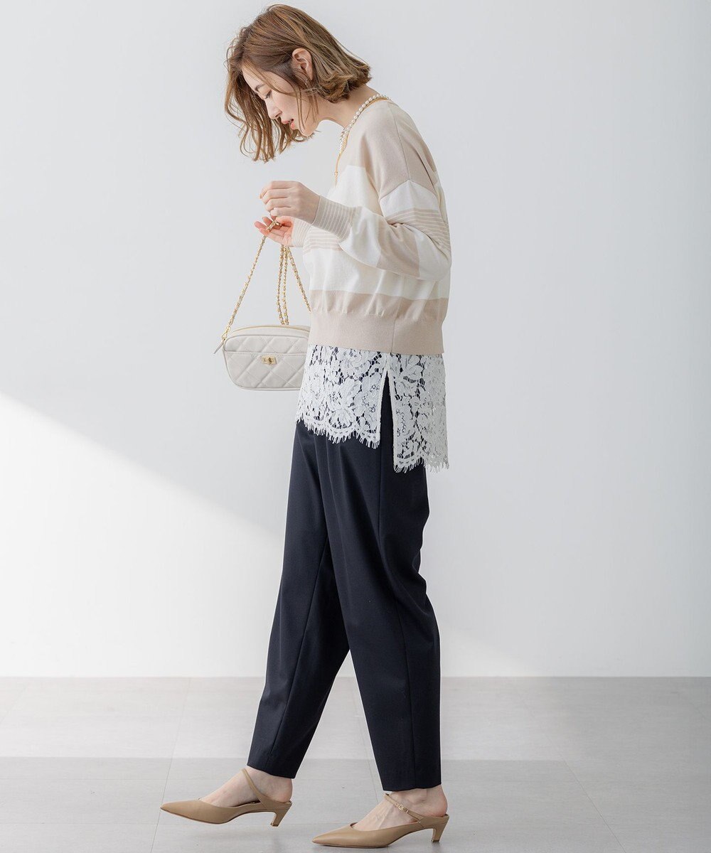 23区 【洗える】コットンポリエステルストレッチ ショート ニット 