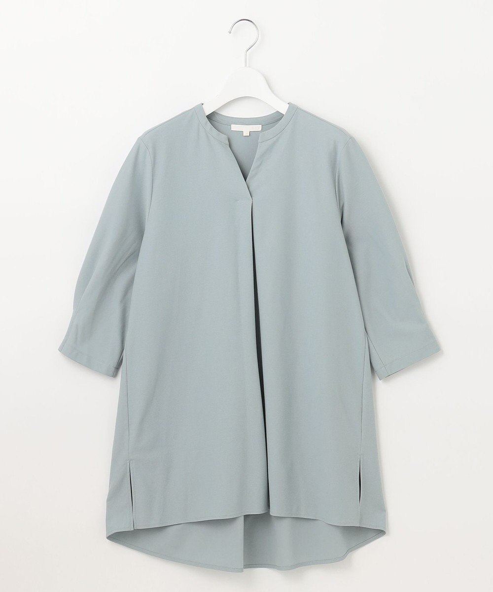 自由区 S 【UVカット・吸水速乾・洗える】ツイストプレーンバンドカラーチュニック丈 カットソー 