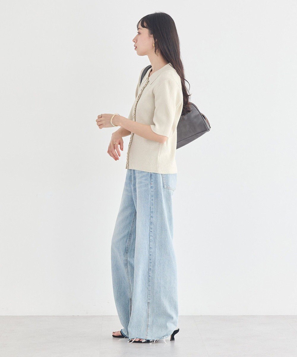 earth music&ecology ミニフリルポロカーディガン 