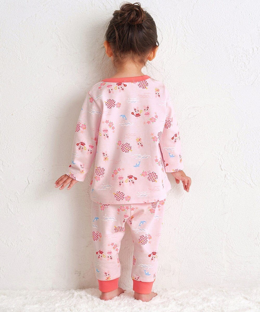 MIKI HOUSE HOT BISCUITS 【80-120cm】 リゾートキャビット 腹巻き付き タック天竺素材 長袖パジャマ 