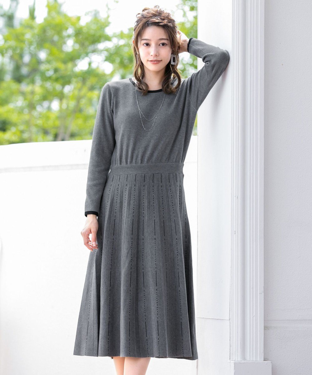 Tiaclasse 【洗える】1枚で着映えするステッチニットワンピース 