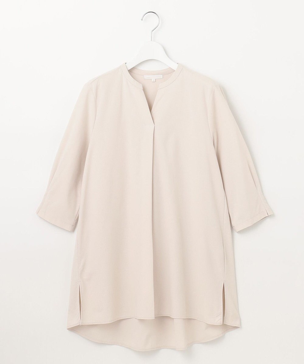 自由区 S 【UVカット・吸水速乾・洗える】ツイストプレーンバンドカラーチュニック丈 カットソー 