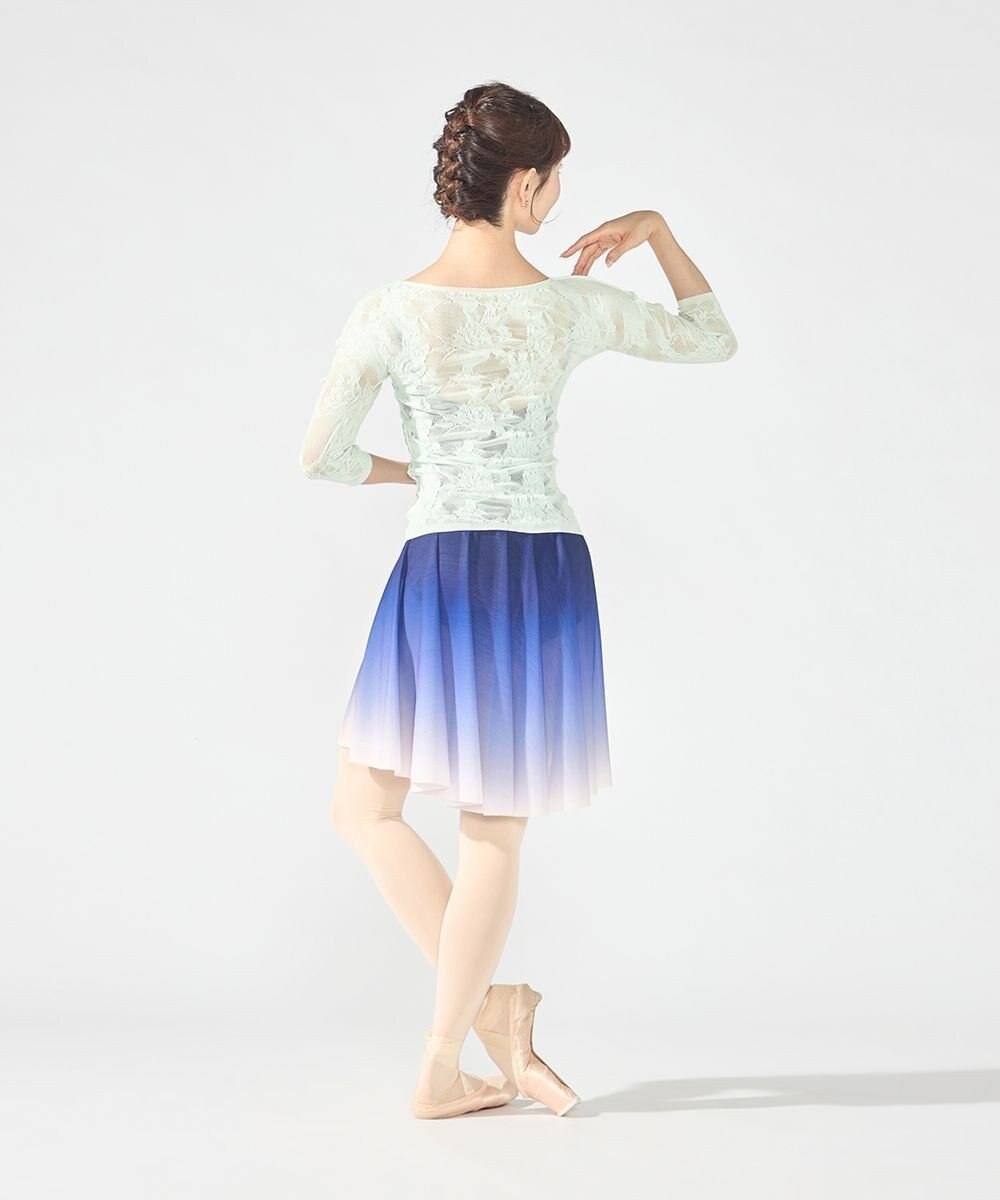 Chacott シアーレースボートネックトップ 