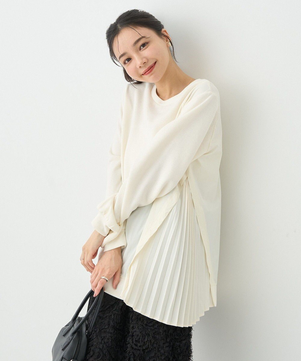 earth music&ecology サイドプリーツ裏起毛プルオーバー 