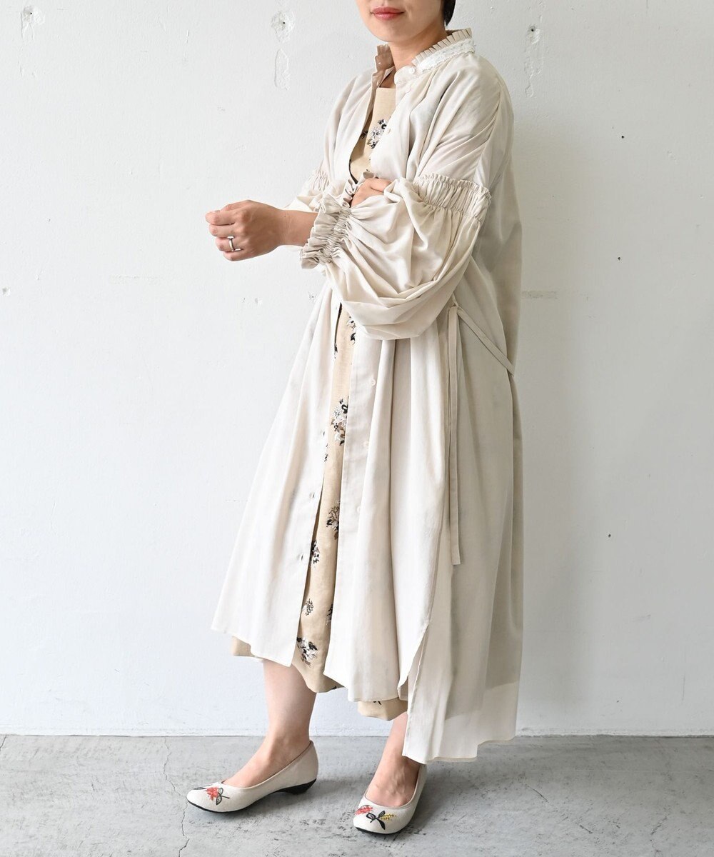muuc 〈コットン100%強撚糸〉〈2WAY〉〈遠州織物の工場で織られた上質な生地〉〈シースルー〉〈ドライタッチ〉コットンドビーギャザー 羽織り＆ワンピースドレス 