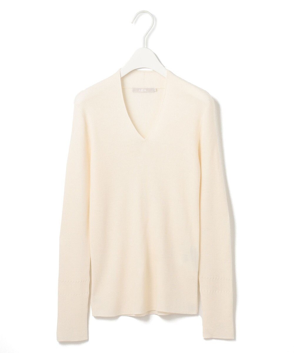 ICB 【新色追加・洗える】エクストラファインメリノ Vネックプルオーバー 
