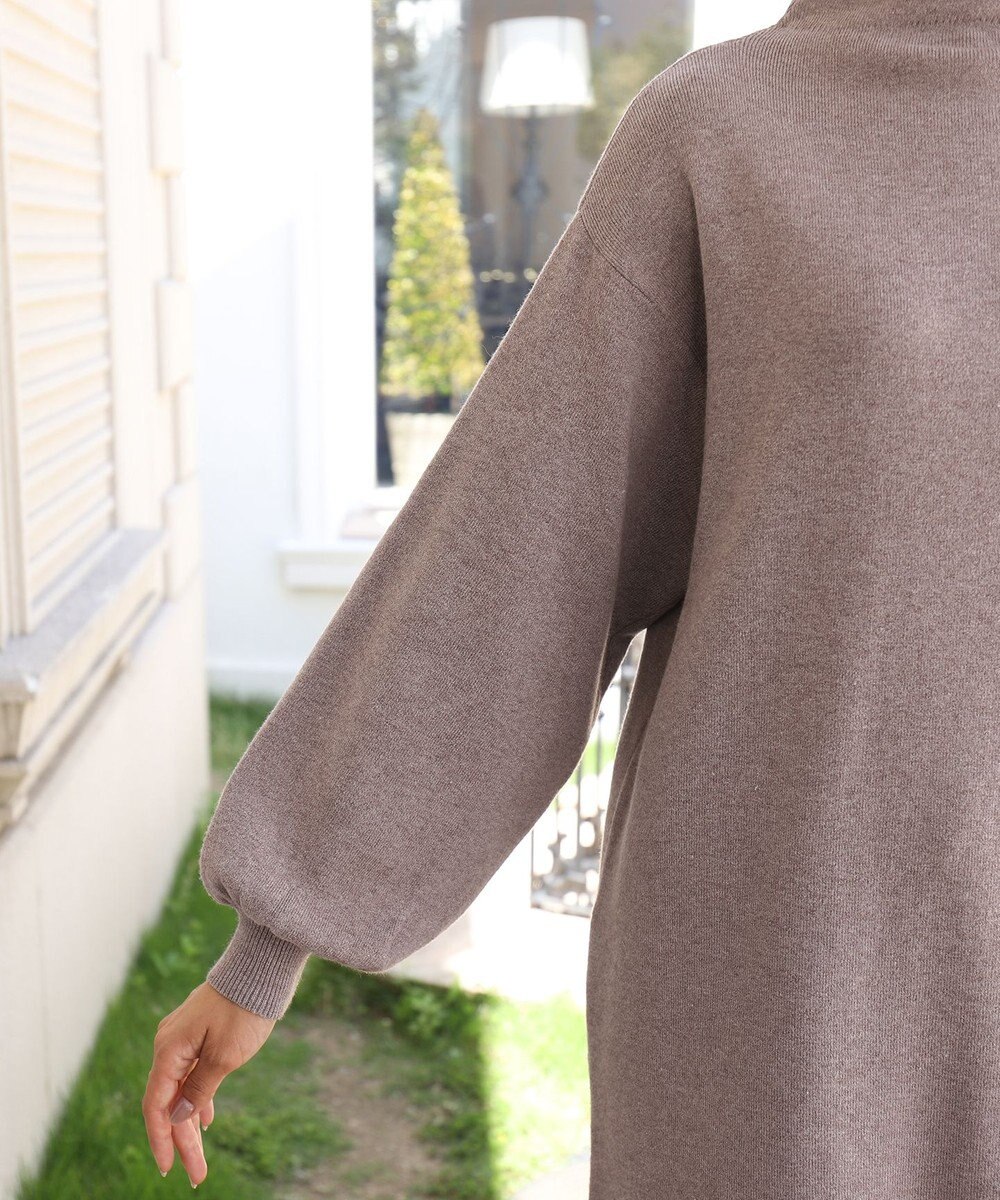 Tiaclasse L 【洗える】着心地抜群のボトルネック袖コンニットワンピース 