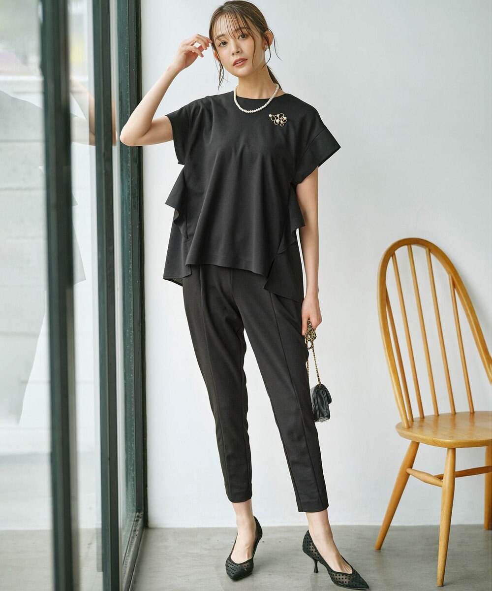 組曲 S 【接触冷感・UVケア】ライトアムンゼンジャージー フリルブラウス 