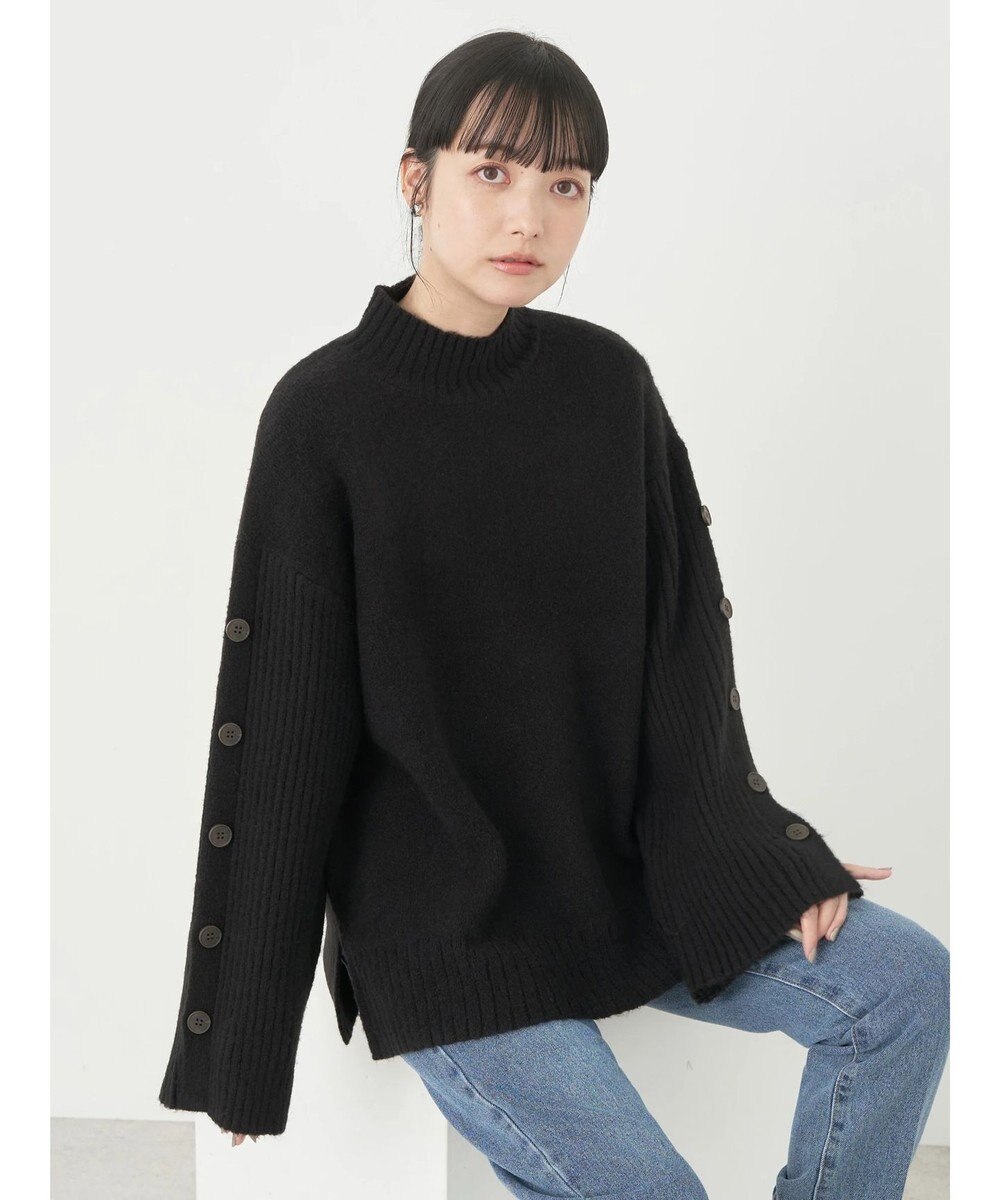 earth music&ecology 袖ボタンニットプルオーバー 