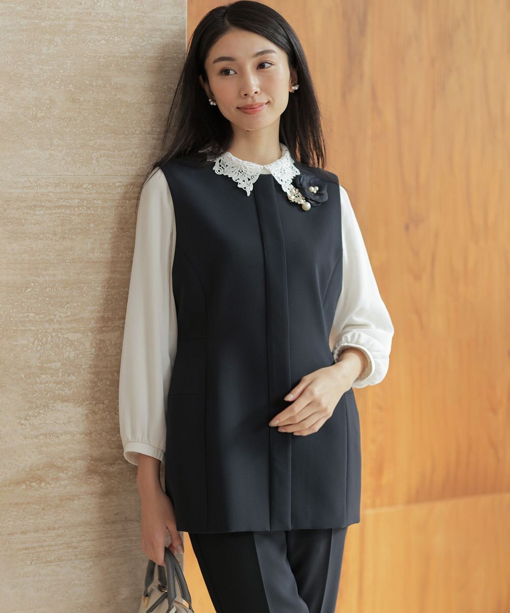 組曲 L 【KUMIKYOKU NAVY】コンフォータブルドレープ ジレ 