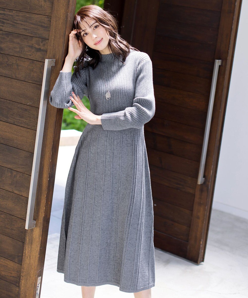 Tiaclasse 【洗える】1着でオシャレ感が出せるニットプリーツワンピース 