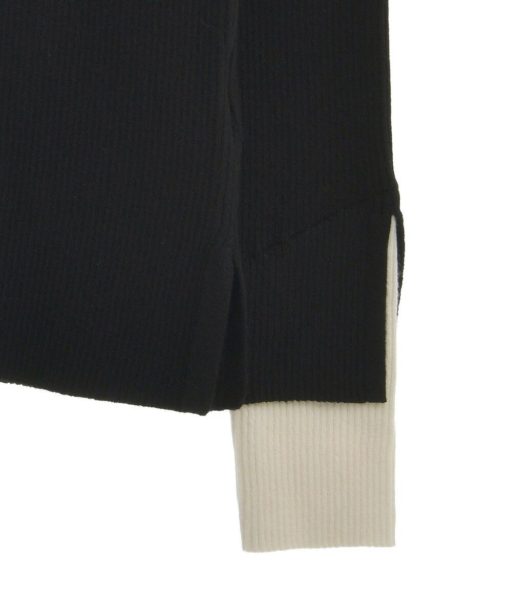 Green Parks ダブルカフスモックネック配色ニット 