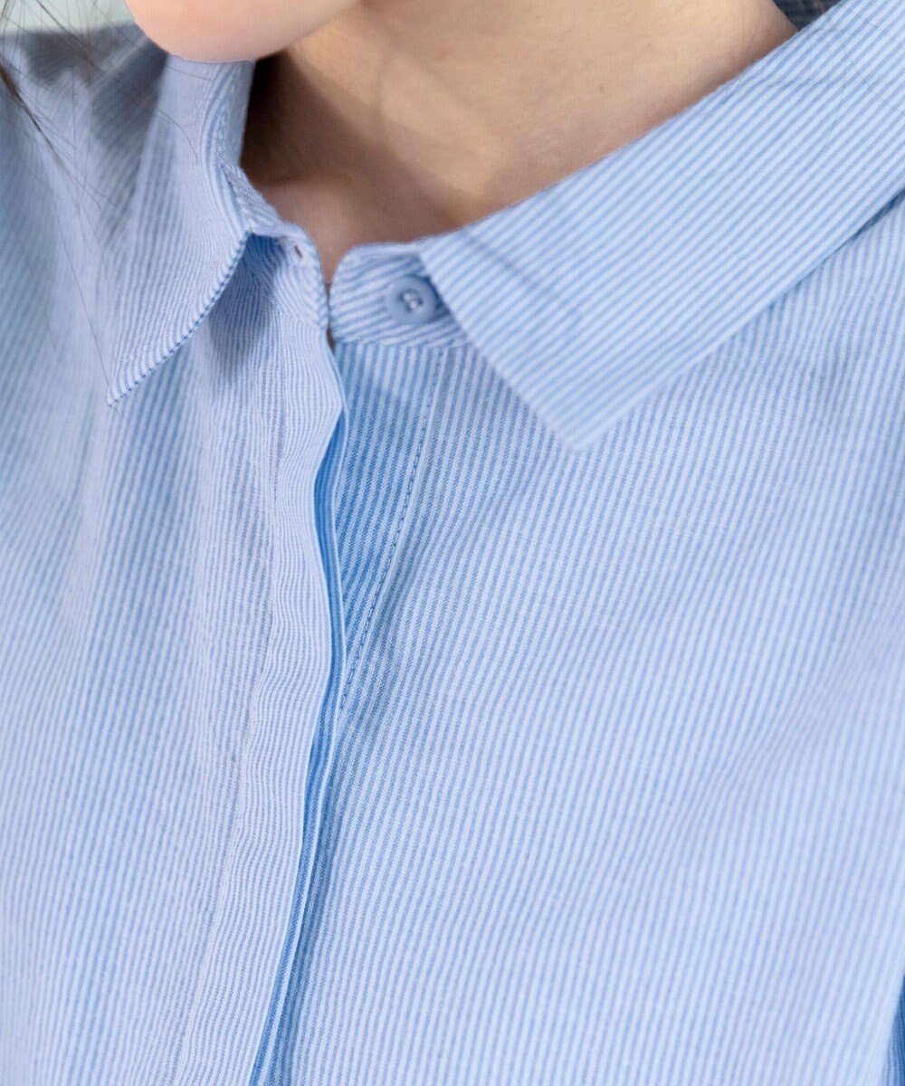 Tiaclasse L 【洗える】1枚で大人華やぐ2段ティアードシャツチュニック 