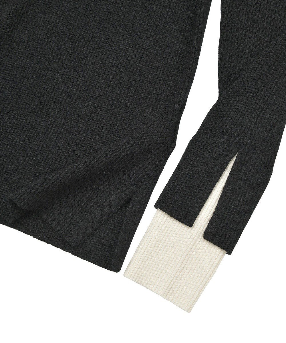 Green Parks ダブルカフスモックネック配色ニット 