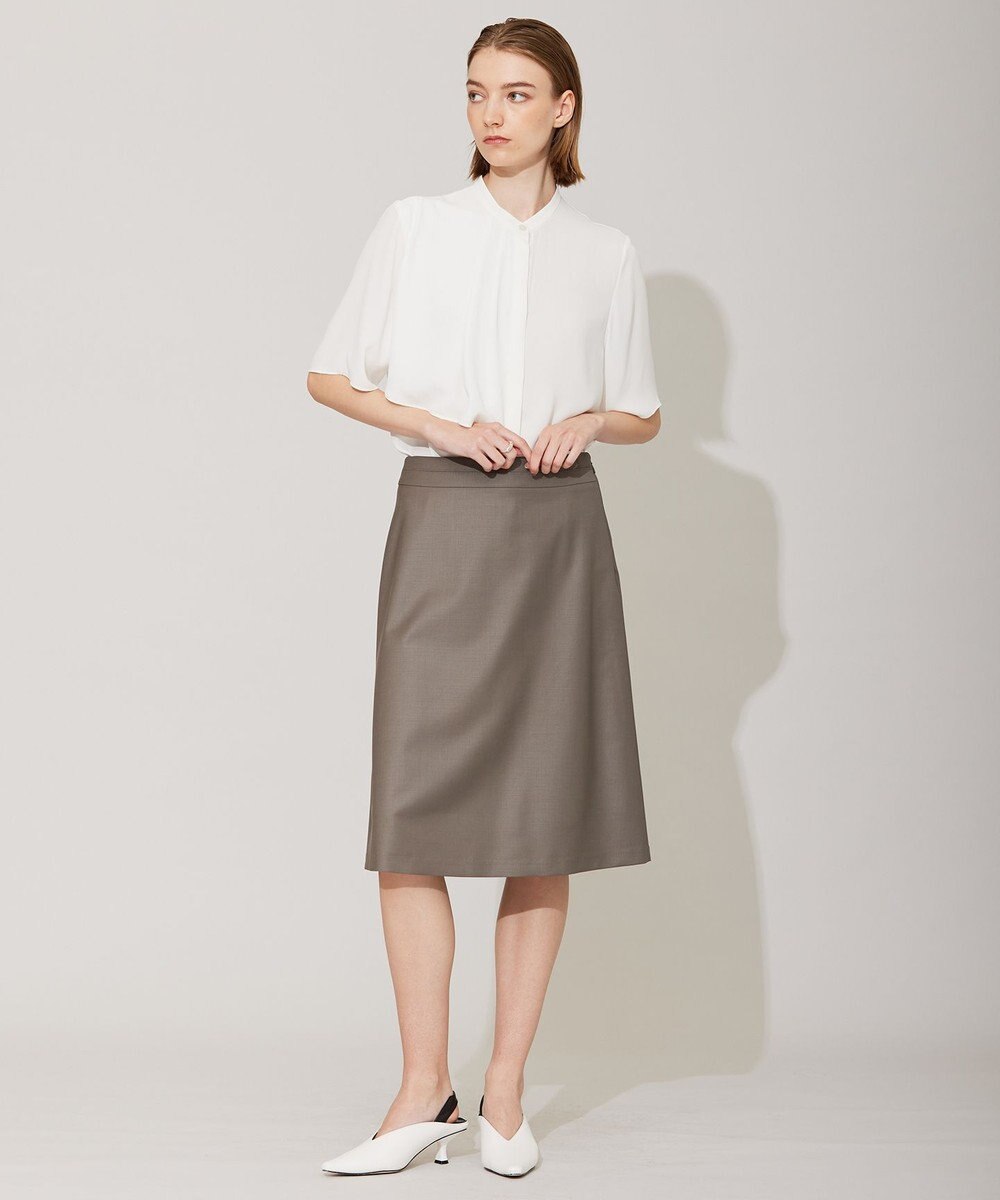 ICB 【洗える】BackSatinAmunzen 5分袖ラッフルデザインブラウス 