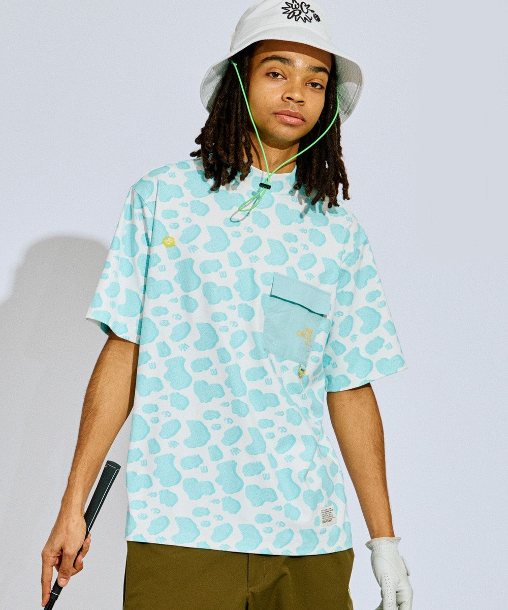 PW CIRCULUS 【UV遮蔽率99.5%  UVカット/速乾/ストレッチ】【MEN】アニマルドットポケットモックT ゴルフ 