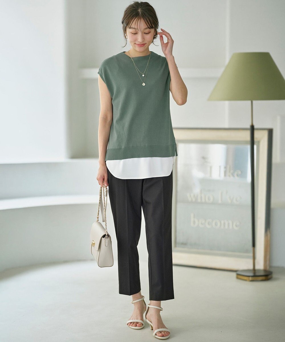 ANY SIS S 【洗える】フレンチスリーブシャツテール ニット 