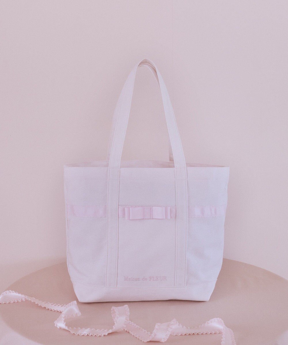 Maison de FLEUR ピンクマニアマルチポケット帆布トートMバッグ 