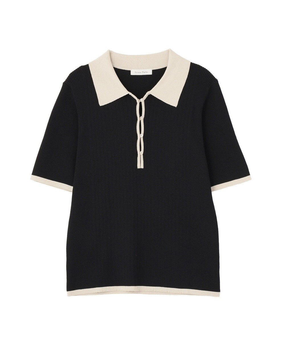 Green Parks 配色ニットポロ 