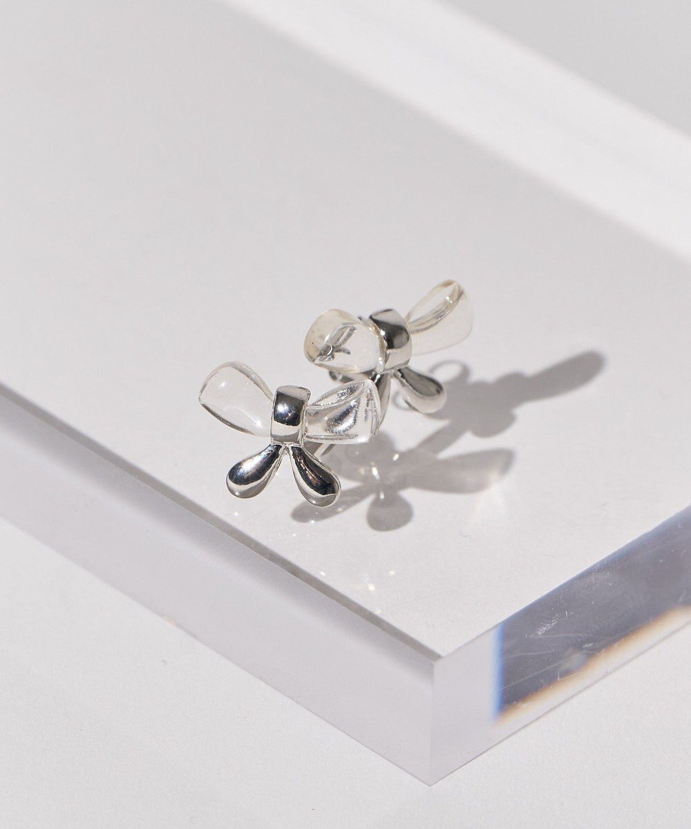 AMERICAN HOLIC クリアメタルリボンピアス 