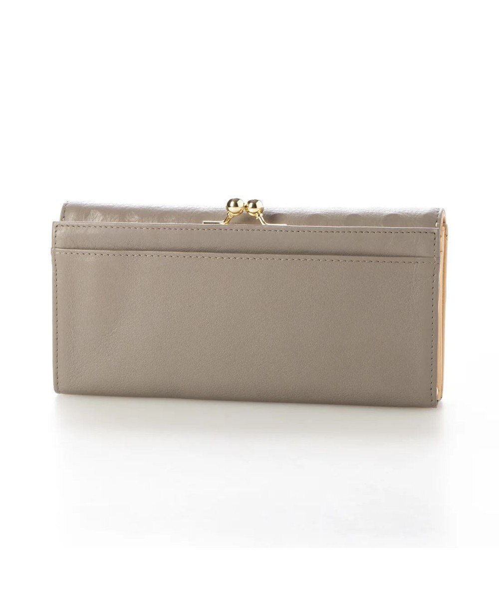 UNBILLION perche 牛革×ハラコ風ドットダブルかぶせ長財布 