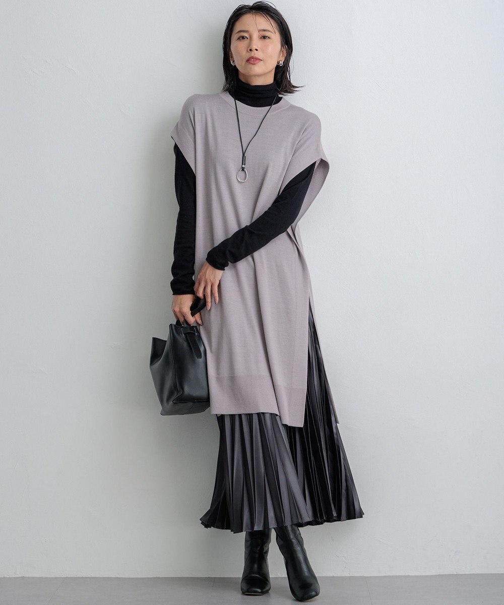 23区 L 【洗える】コンパクトウール ロングベスト 