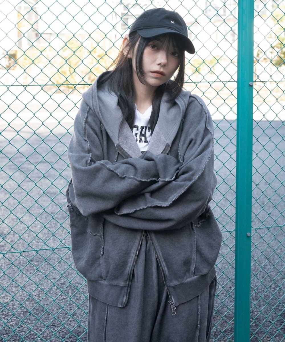 WEGO 【ユニセックス着用ITEM/MLサイズ展開】スウィッチングZIPパーカー 